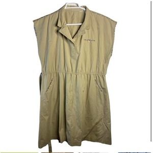 Vintage Plus Size Khaki Scout Dress with Belt Designer/Size unknown Fits 1x-2x